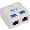 Solarix  SX288-5E-STP-WH Zásuvka CAT5e STP 2 x RJ45 na omietku biela (spodný vývod)