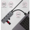 AXAGON HUE-MSA, 4x USB 3.2 Gen 1 SWITCH hub, kovový, micro USB nap. konektor, kabel USB-A 20cm