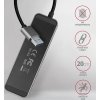 AXAGON HUE-MSA, 4x USB 3.2 Gen 1 SWITCH hub, kovový, micro USB nap. konektor, kabel USB-A 20cm