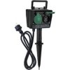 Solight zahradní sloupek IP44, 2 zásuvky + časový spínač, gumový kabel 1,5m