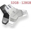 Viking USB Flash disk 3.0 4v1 s koncovkou Lightning/Micro USB/USB/USB-C, 128 GB, černá