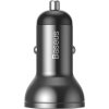 Baseus duální USB adaptér do automobilu s displejem 4,8A 24W, šedá