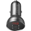 Baseus duální USB adaptér do automobilu s displejem 4,8A 24W, šedá
