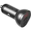 Baseus duální USB adaptér do automobilu s displejem 4,8A 24W, šedá