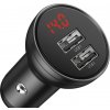 Baseus duální USB adaptér do automobilu s displejem 4,8A 24W, šedá
