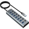 AKASA Hub 7 v 1, USB-A 3.2 Gen 1, šedá