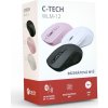 C-TECH WLM-12PK/Ergonomická/Optická/Pro praváky/1 600 DPI/USB+BT/Růžová