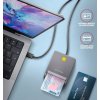 AXAGON CRE-SM3TC, USB-C FlatReader čtečka kontaktních karet Smart card (eObčanka), kabel 1.2m