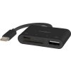 NEDIS USB hub/ 1x USB-C/ 1x USB-A/ 1x USB-C/ 4 porty port/ USB 2.0/ napájení z USB/ SD & MicroSD/ čerrný/ blistr