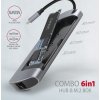 AXAGON HMC-6M2, USB 3.2 Gen 1 hub, porty 2x USB-A, HDMI, RJ-45 GLAN, SATA M.2 slot, PD 100W, kabel USB-C 18cm