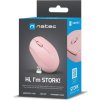 Myš Natec STORK/Kancelářská/Optická/1 600 DPI/Bezdrátová USB/Růžová