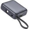 Swissten Power bank 10000 mAh s integrovanými kabely - USB-C, A, Lightning / šedá
