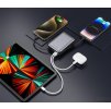 Swissten Power bank 20000 mAh s integrovanými kabely - USB-C, A, Lightning / šedá