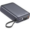 Swissten Power bank 20000 mAh s integrovanými kabely - USB-C, A, Lightning / šedá