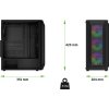 EVOLVEO Xenon, skříň ATX, 4x ARGB ventilátor 120mm, přední panel airflow mesh, černá