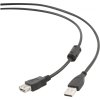 GEMBIRD Kabel USB 2.0 A-A prodlužovací 4,5m (černý, HQ s ferritovým jádrem)