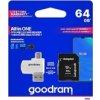 GOODRAM microSDXC karta 64GB M1A4 All-in-one (R:100/W:10 MB/s), UHS-I Class 10, U1 + Adapter + OTG card reader/čtečka