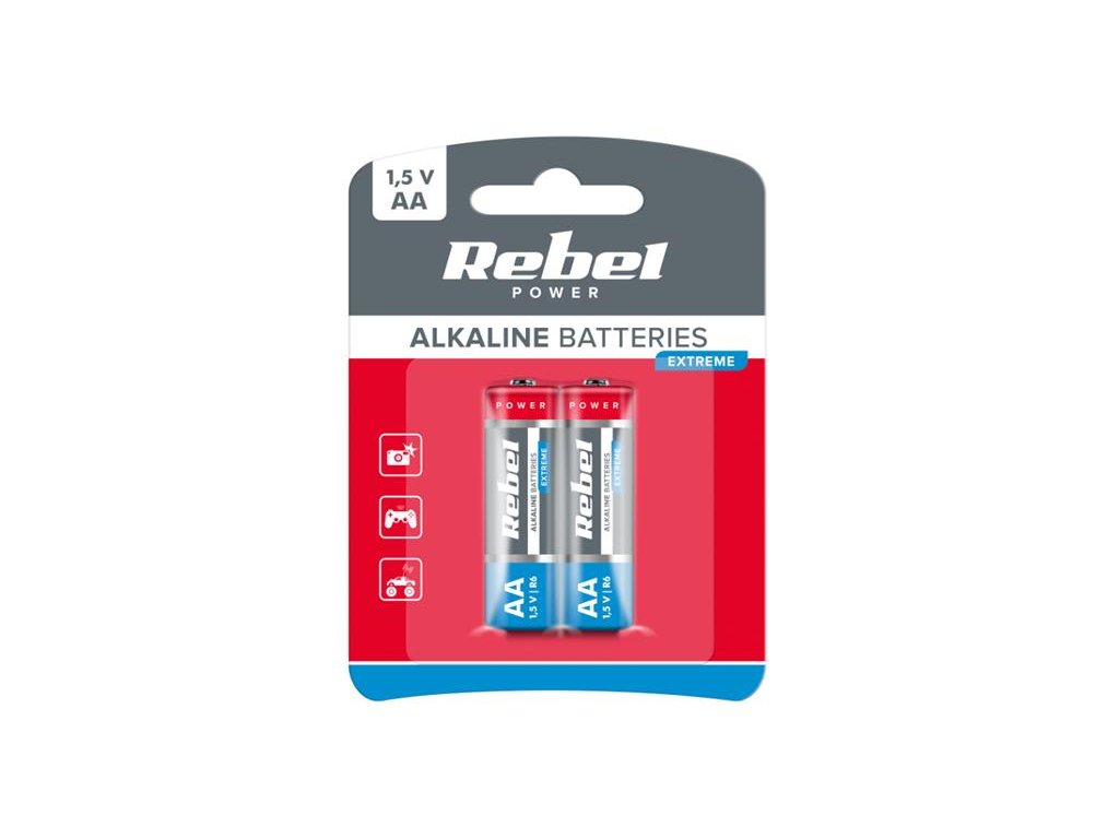 Baterie AA (R6) alkalická REBEL EXTREME Alkaline Power 2ks / blistr BAT0091B