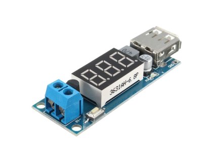 Napájecí modul, step-down měnič 4,5-40V na 5V/2A, USB+voltmetr
