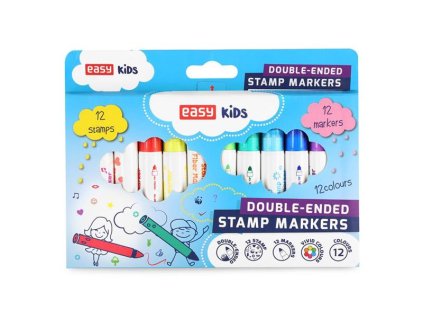 Fixy s razítkem EASY Stamp Jumbo oboustranné 12 barev
