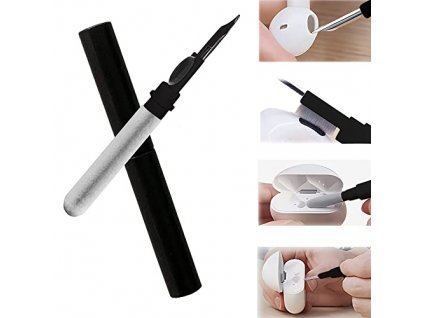 Čistící pero pro sluchátka AirPods 3v1 Black