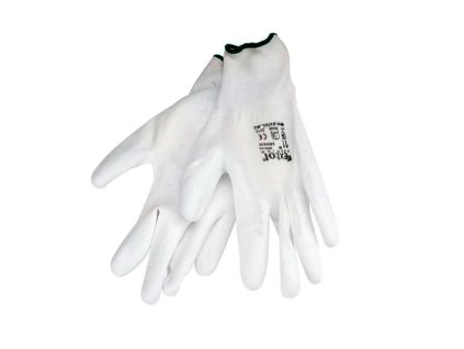 Rukavice 8" bílé z polyesteru polomáčené v PU, EXTOL PREMIUM