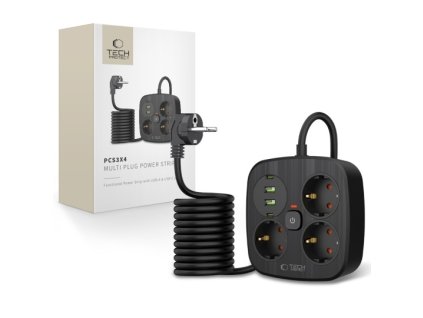 Prodlužovací kabel 3 zásuvky 2m TECHPROTEC PCS3X4 Black