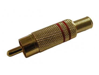 Konektor CINCH kabel kov zlatý červený