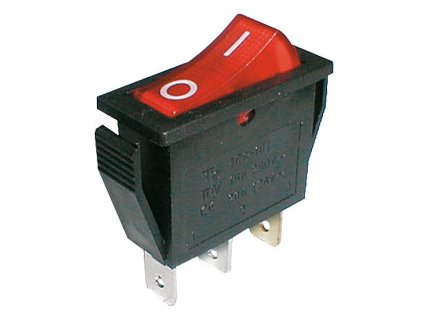 Přepínač kolébkový    2pol./3pin  ON-OFF 250V/15A pros. červený