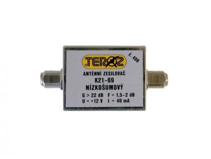 Anténní zesilovač TEROZ 408X, UHF, G22dB, F1,5dB, U99dBµV, F-F