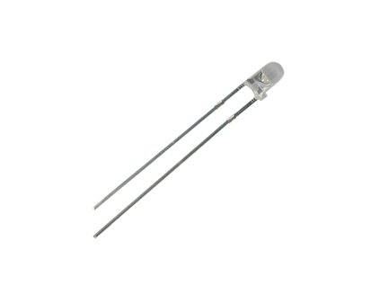 LED  3mm  červená  (625nm), svítivost 1200 mcd, 30° čírá, IF=20mA, VF=2.2V