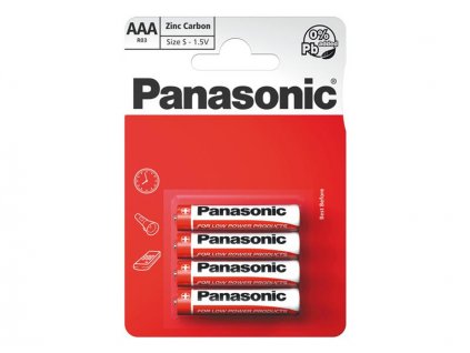 Baterie AAA (R03) Zn-Cl PANASONIC Red 4ks / blistr