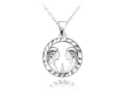 Stříbrný náhrdelník MINET Zodiac znamení BLÍŽENCI