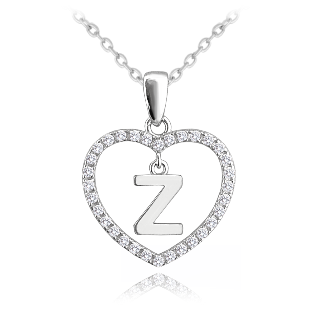 Stříbrný náhrdelník MINET písmeno Z v srdíčku se zirkony JMAS900ZSN45