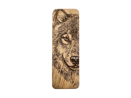 Drevená záložka Vlk