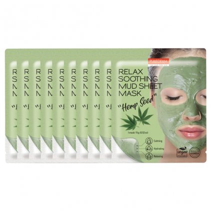 RELAX SOOTHING MUD SHEET MASK HEMP SEED - 10ks