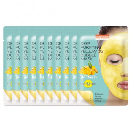 DEEP PURIFYING YELLOW O2 BUBBLE MASK "TURMERIC" - 10ks