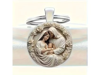 Přívěsek na klíče s 3D lupou nad grafikou - Svatá rodina