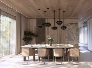 Natural stone, finely textured walls, wood with a calm grain, and fabrics in neutral tones. Together, they create a...