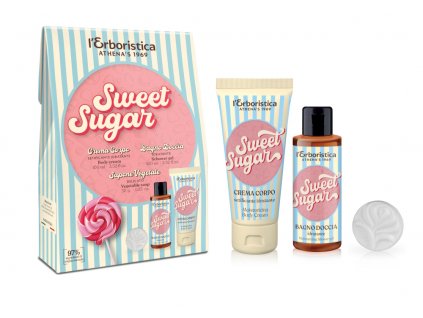 Erboristica Sweet Sugar kosmetická sada tělová péče sprchový gel 100 ml, tělový krém 100 ml, tuhé mýdlo 30 g
