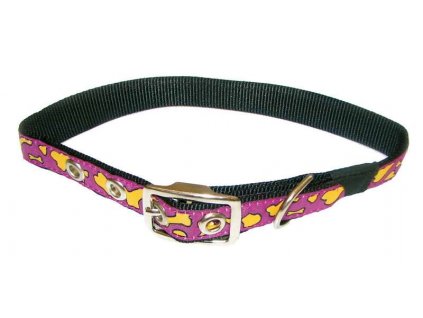 Obojek nylon s látkou a kostí 20mm x 38-46cm