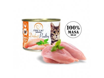 Fine Cat EXCLUSIVE konzerva pro kočky drůbeží 100% masa 200g