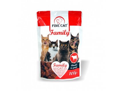 FINE CAT Family kapsičky pro kočky s HOVĚZÍM v omáčce 100g