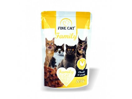 FINE CAT Family kapsičky pro kočky s DRŮBEŽÍM v omáčce 100g