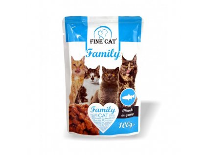 FINE CAT Family kapsičky pro kočky s RYBOU v omáčce 100g