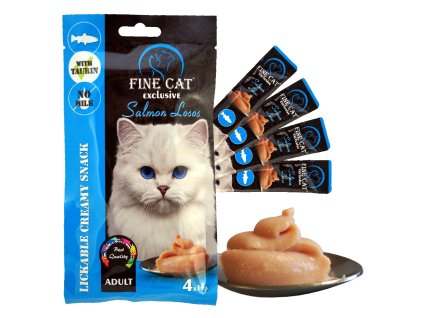 Fine Cat Exclusive Krémová svačinka pro kočky LOSOS 4x15g