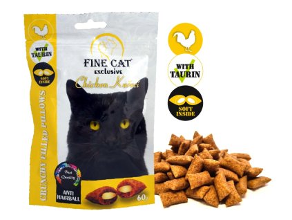 Fine Cat Exclusive Plněné polštářky pro kočky ANTI-HAIRBALL KUŘECÍ 60g