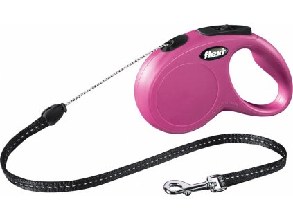 Vodítko Flexi Classic S 5m (max 12kg) lanko růžová