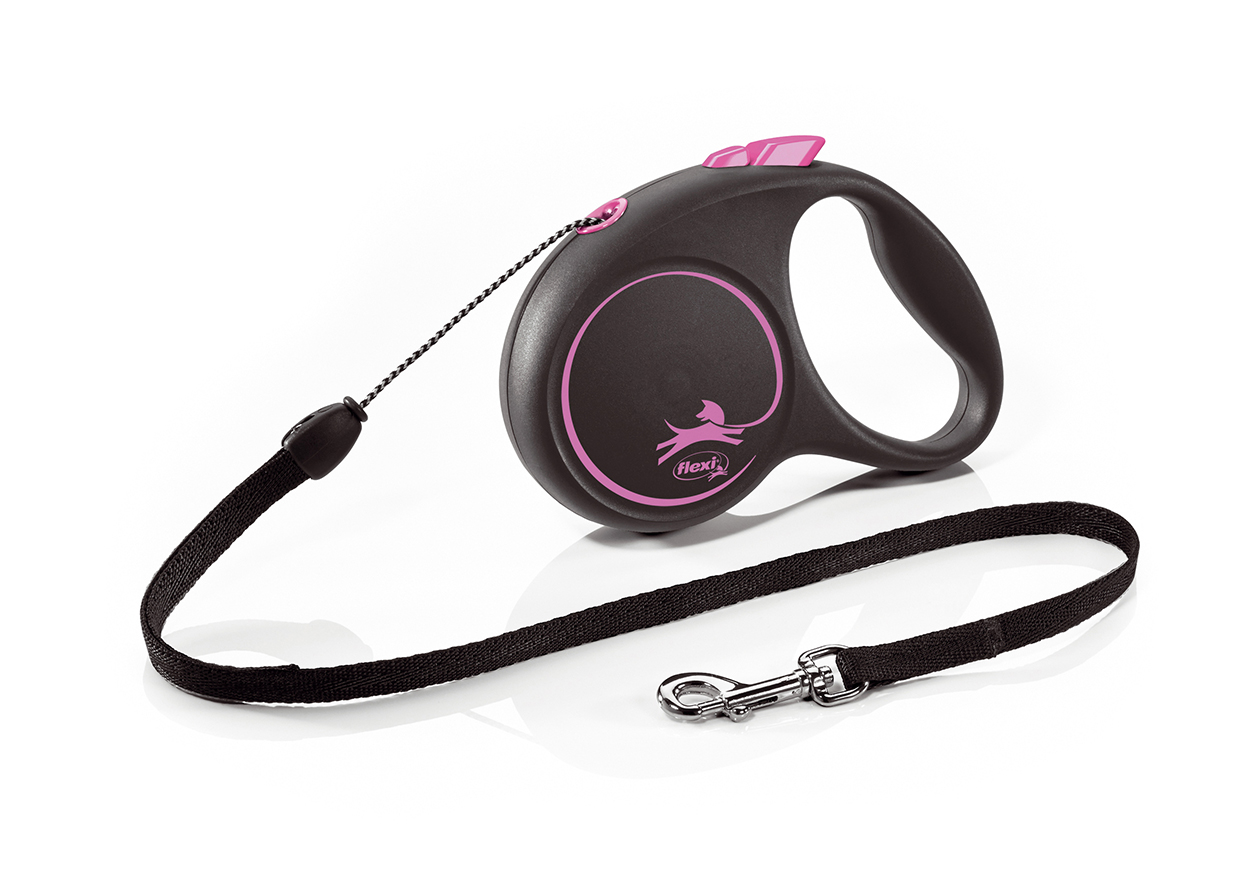 Vodítko Flexi Design S 5m (max 12kg) lanko růžové puntíky