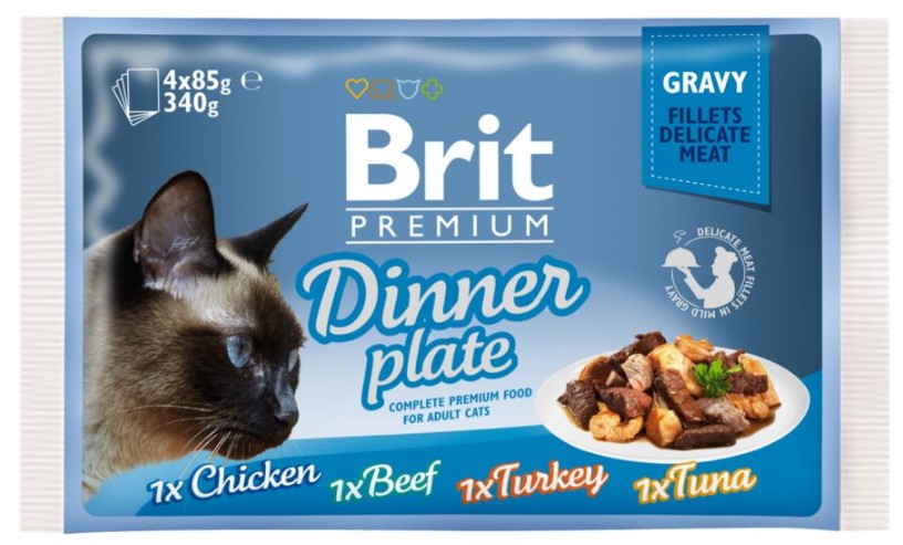 Brit Premium Cat Delicate Fillets in Gravy Dinner Plate 340g (4x85g)
